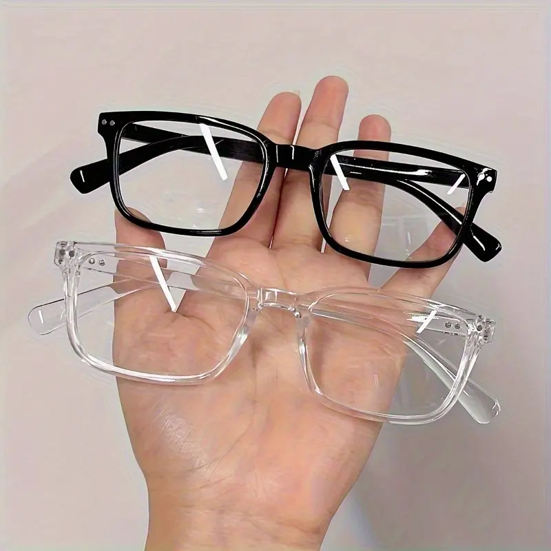 Unisex 2-Pair Lightweight Eyeglasses - Blue Light Blocking, Full Frame Rectangular PC Lenses, Black Transparent Non-Prescription Frames, Clear-Tint Sleek Crystal-Clear, Suitable for Computer Use, Work Blue Light Glasses, Blue Lights Glasses