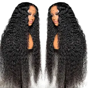 Bling Hair Clearance Sale 13x4 13x6 HD Transparent Lace Wig Deep Wave Brazilian Human Hair Lace Frontal Wig for Women Curly Pre Plucked 38 40 Inches 180% Natural Hairline #Summervibes