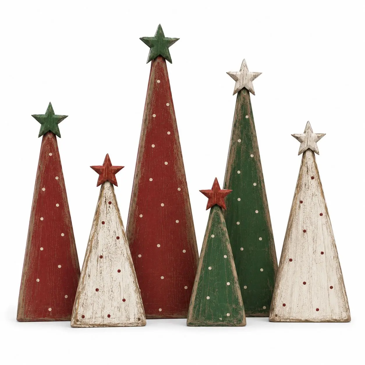 Indoor Christmas decorations, Christmas tree home decor | 6-piece Christmas dining table decoration set, farmhouse wooden Christmas tree tabletop centerpiece, kitchen door winter tiered tray decorations