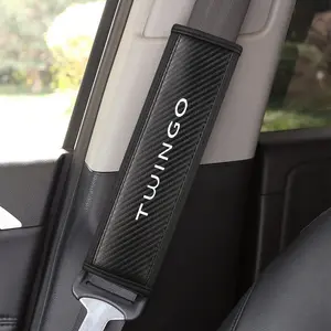 Renault Twingo Seat Belt Shoulder Cover, PU Leather & Carbon Fiber Stripe, Enhances Driving Comfort, Available in 1pc/2pcs