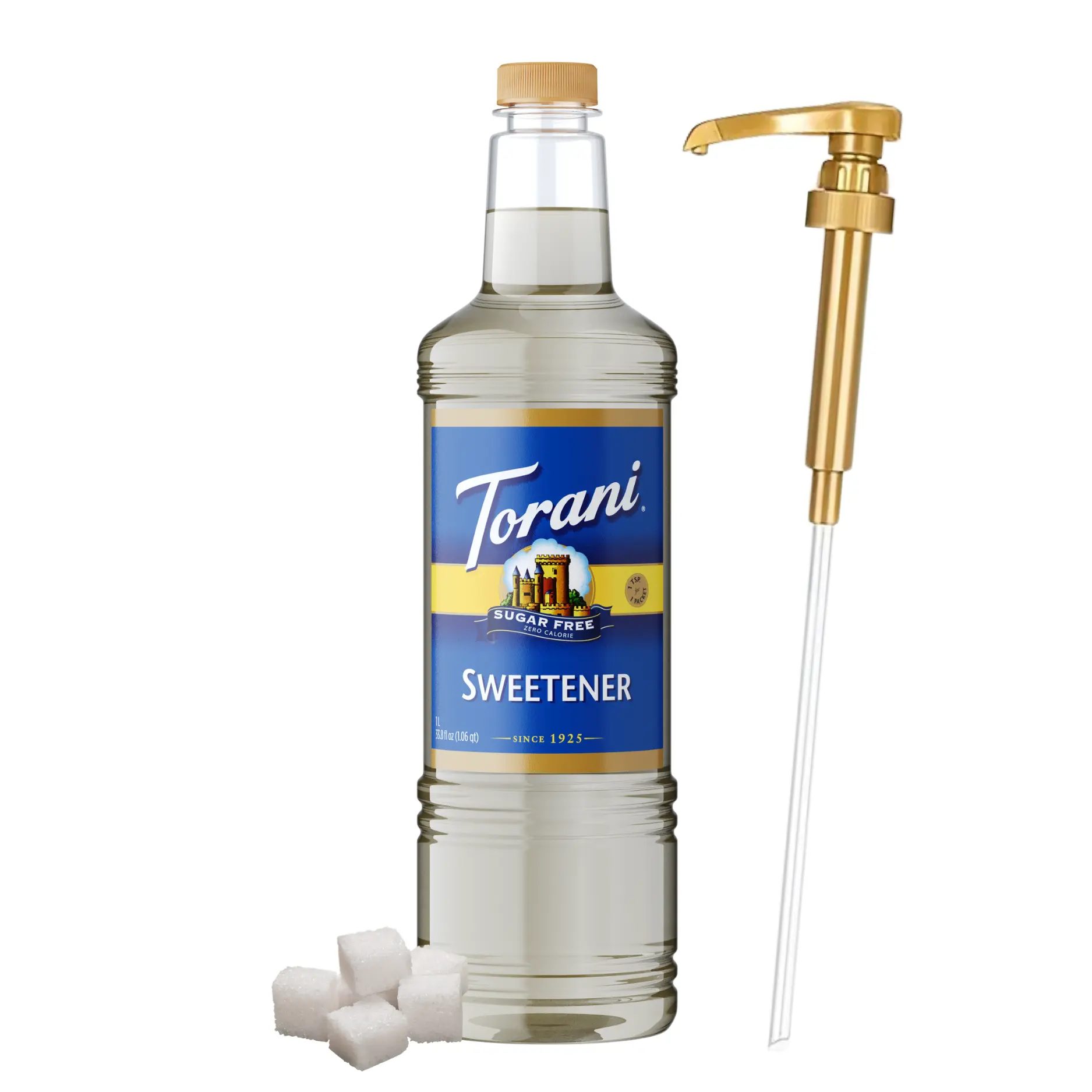 Torani Sugar Free Sweetener Syrup, 1L with Pump - Keto-Friendly, Gluten-Free