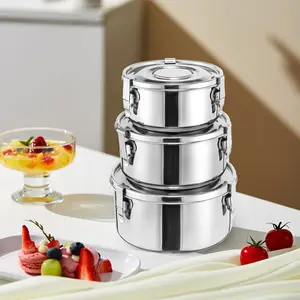Premium Stainless Steel Food Storage Containers 304 Grade The Original Leak-Proof, Airtight, Smell-Proof - Perfect Lunch Boxes Tableware 3pcs Food Storage Containers
