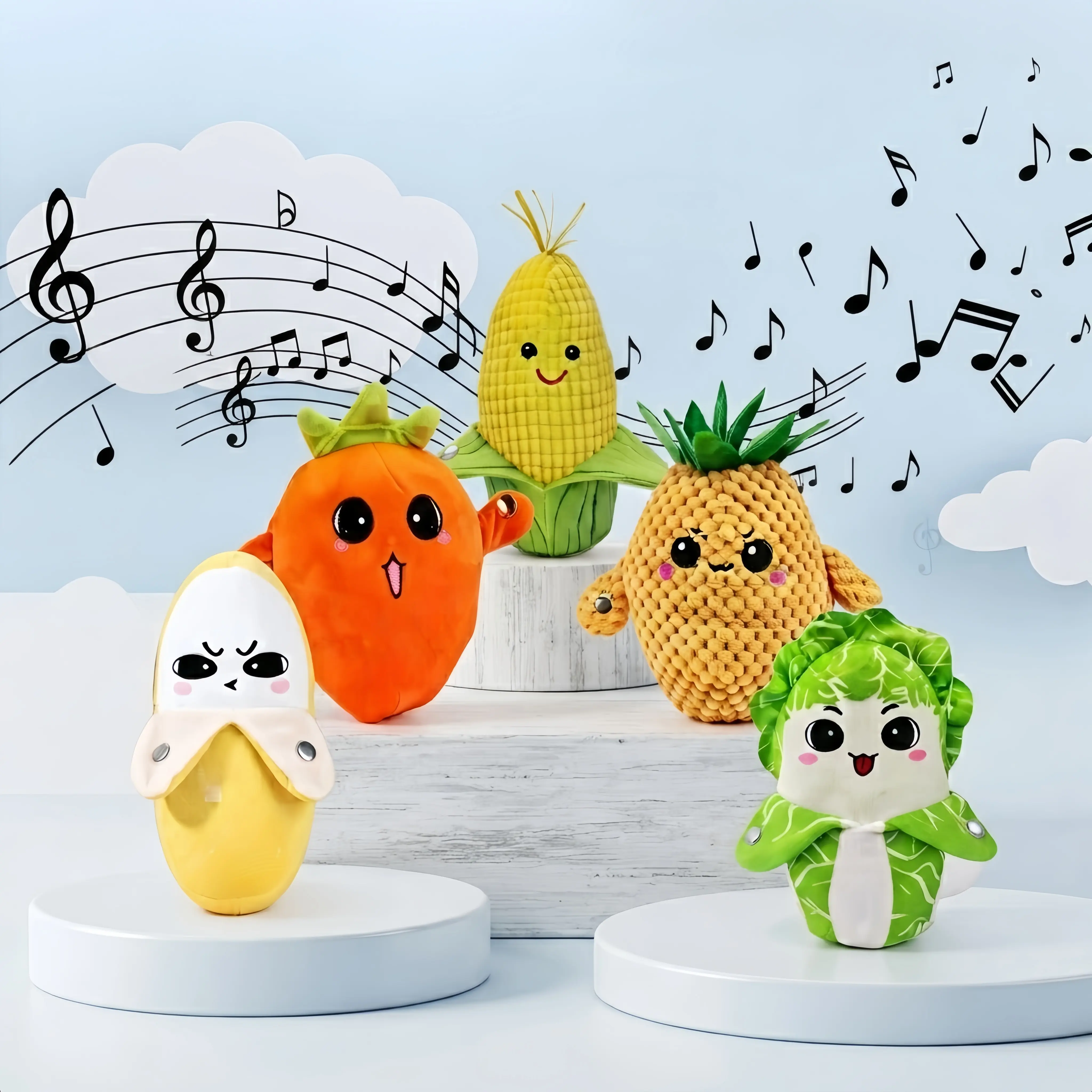 Banana Touch-Sensing Human Body Induction Stuffed Toy, Sensory Products with Interactive Audio, Encourages Rhythm Piano Musical Plush Doll for Kids, Cute Plush Charm