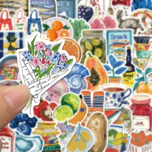 Fruit & Vegetable Pattern Sticker (50pcs), Cute Cartoon Sticker, Decorative Sticker for Phone Case, Computer, Guitar, Bag, Water Cup, Scrapbook, Screen Protector