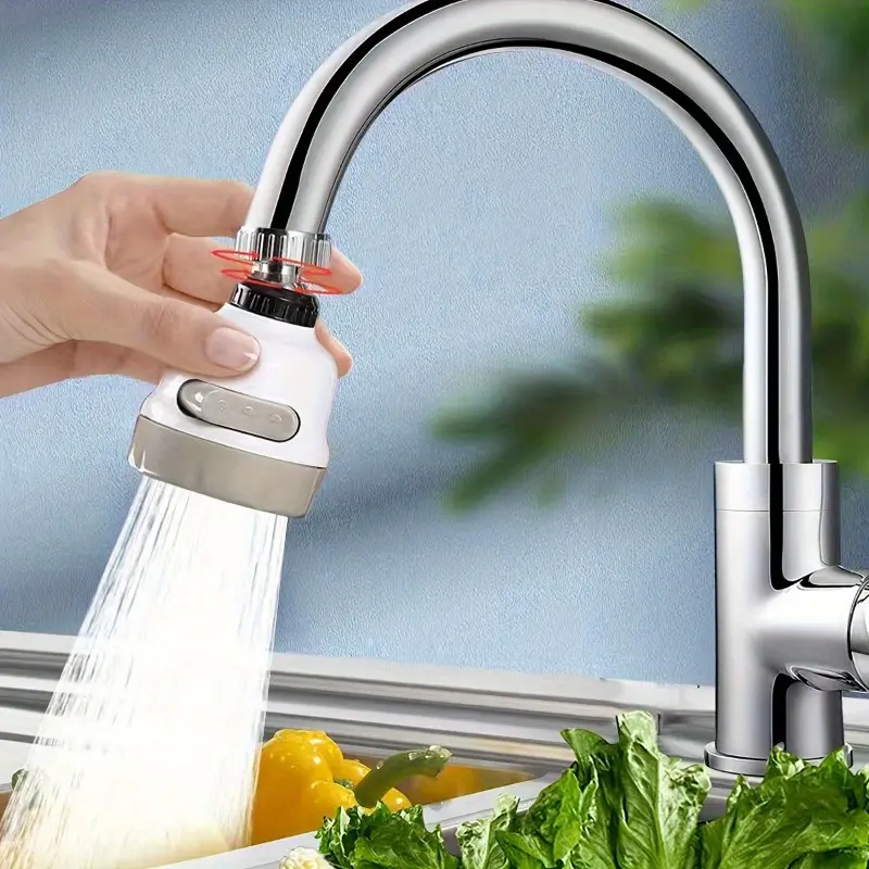 360-Degree Rotatable Kitchen Faucet Aerator, Swivel Faucet Aerator, 3-Mode Adjustable Spray - Water Saving Tap Head with Pulse, Shower Spray Functions, Universal Fit Tap Aerator for Home Use, Kitchen Faucet Attachment, Rotatable Faucet