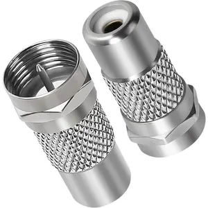 F type to rca connector  rca female to fplug coax coaxial male rf video tv adapter coupler converter for atari tv segacolecocommodore game system