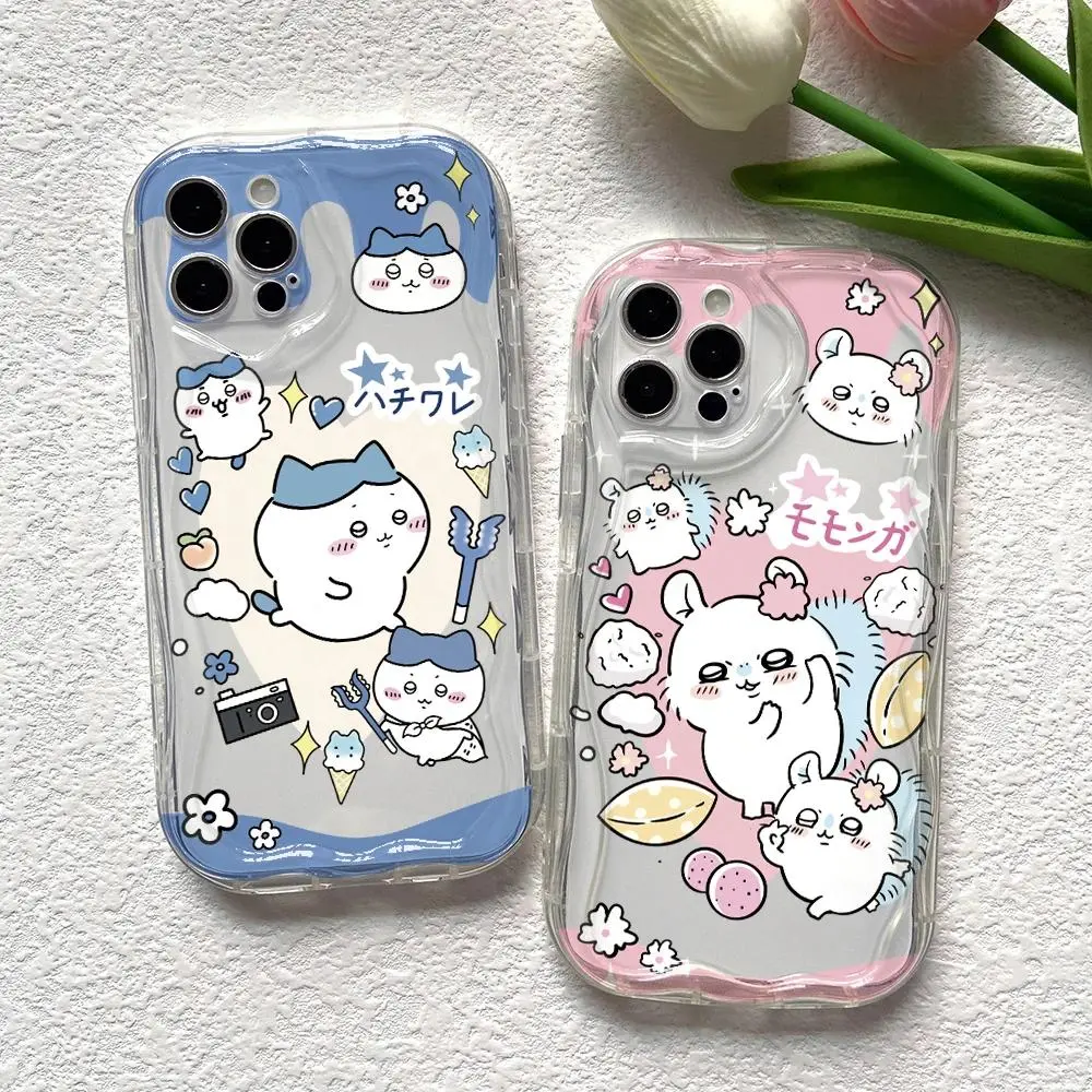 C-Chiikawas Hachiwares Phone Case for iPhone 17 16 15 14 Plus 13 12 11 Pro Max 3D Creamy Wave Soft Cover