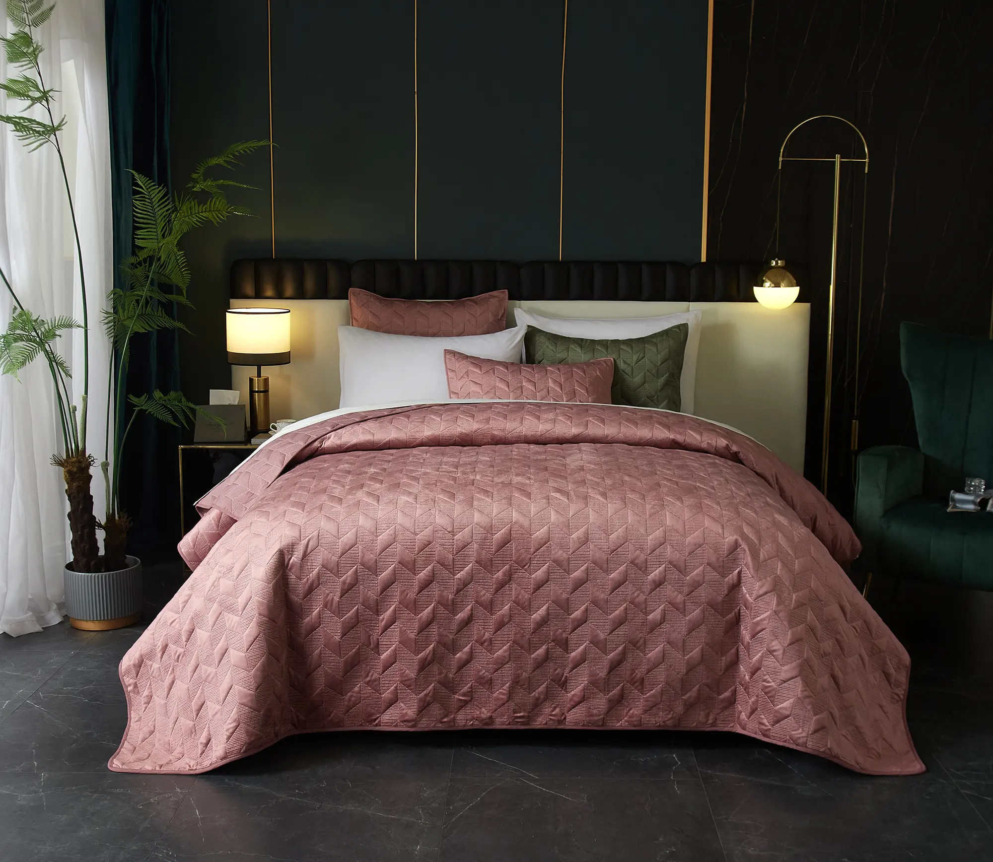 FANSACE 3-Piece Multi-Size Queen/King Velvet Quilt Set - Reversible Lightweight Leaf Embroidery Bedspread, Brushed Microfiber Back, Modern All-Season Indoor Furniture Decor