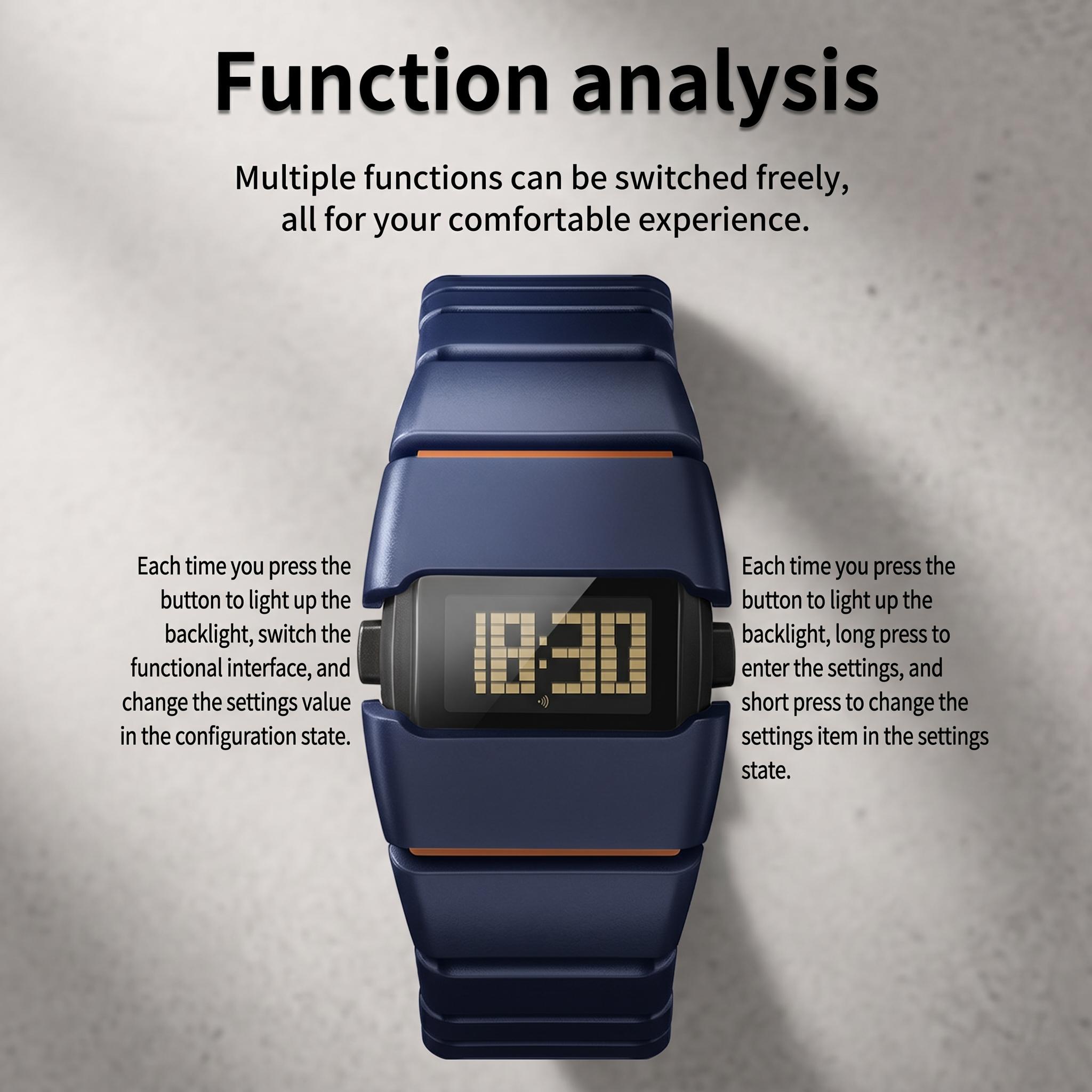 Retro Cyberpunk Digital Watch Y2K Vintage Square Face Electronic Wristwatch with Wide Metal Band Futuristic Sci-Fi Timepiece for Men Women