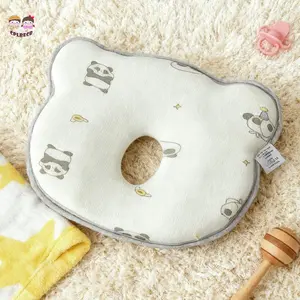 Baby Head Pillow Cozy Infant Head Support Pillows Cartoon Print Newborn Sleeping Pillow to Prevent Flat Head