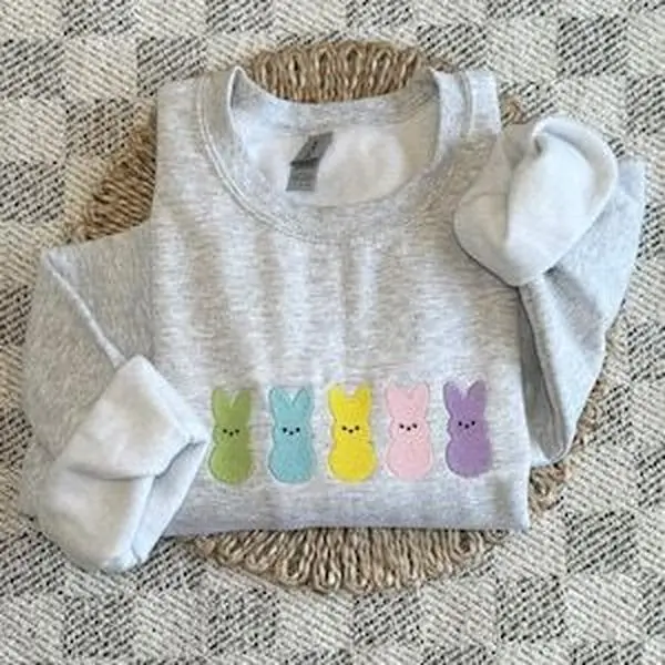 Easter Bunny Embroidered Sweatshirt, Easter Candy Embroidered Shirt, Happy Easter Sweatshirt, Embroidered Easter Basket Gift, Easter Bunny
