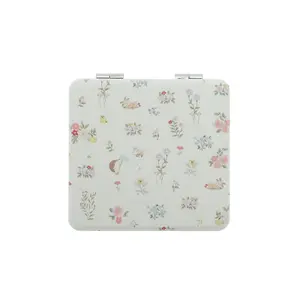 VOCOSTE 1 Pc Floral Makeup Mirror, Compact Mirror for Travel Vacation White