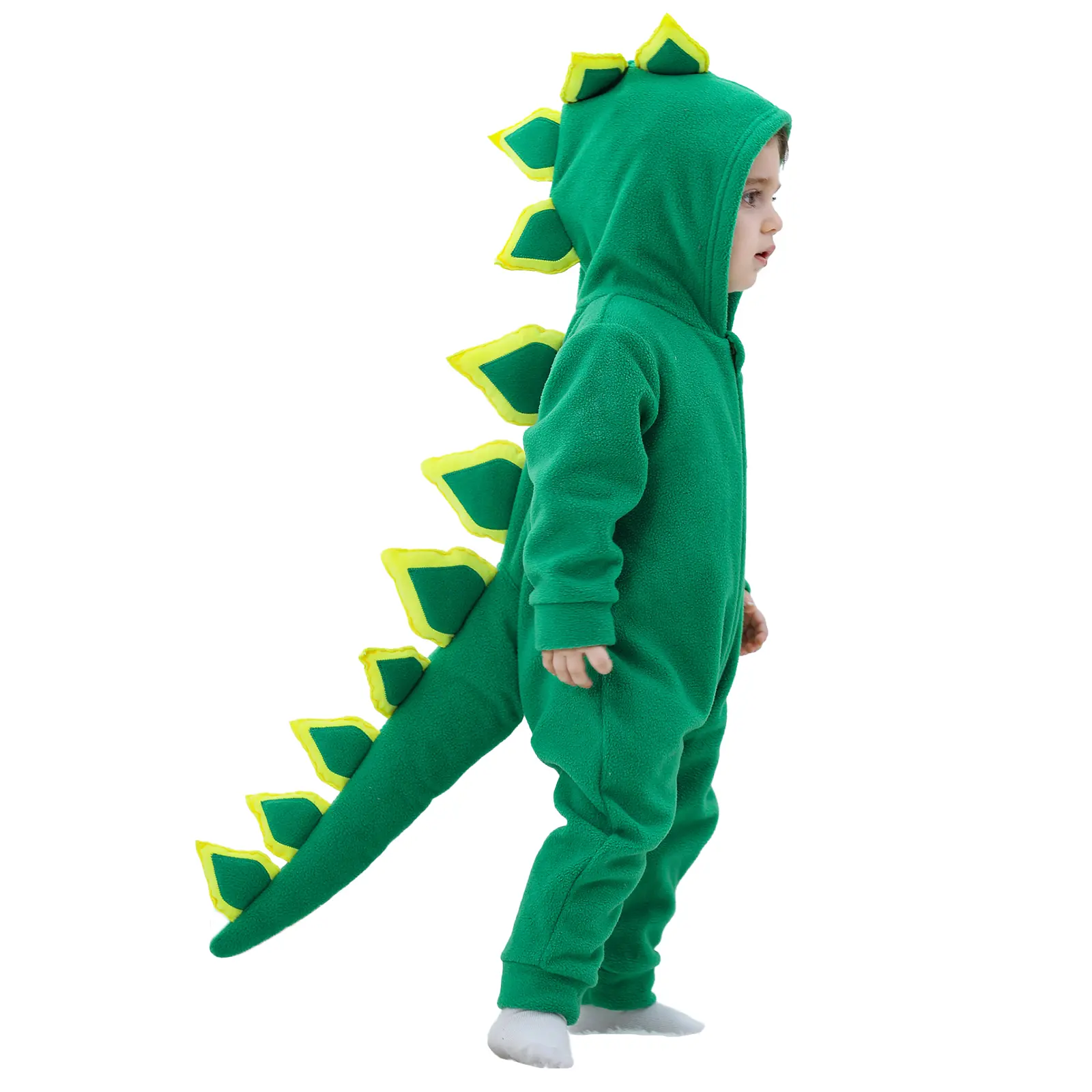 Dinosaur Costume for Toddler & Baby, Unisex Fleece Hooded Jumpsuit with Long Sleeves for Halloween Clothing, Baby Clothing, Wearable Dinosaur Costume, Halloween Costume
