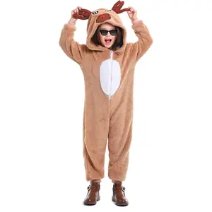 X-NG01   Kids Reindeer Christmas Outfits Onesie Pajama Role Play Animal Costume Halloween Cosplay Party
