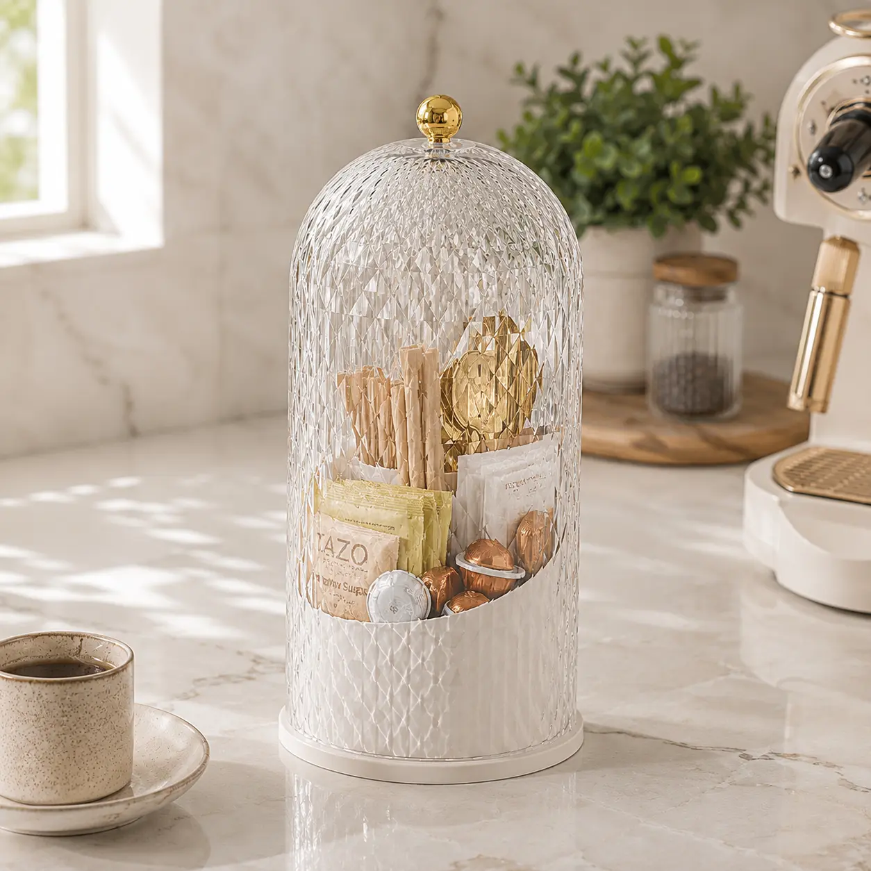 Black Dustproof Kitchen Utensil Holder with Lid (Cover) - Leak-Proof Storage Organizer for Countertop Cooking Tools, Spoons, Spatulas, Baking Accessories