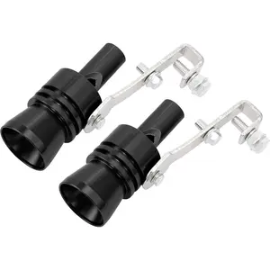 2pcs XL Size Aluminum Alloy Universal Turbo Sound Exhaust Muffler Pipe Whistle Car Roar Maker Black