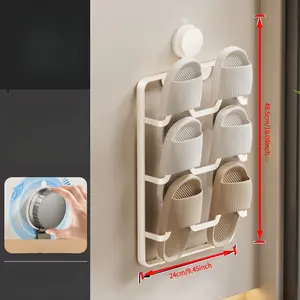 1 suction cup slipper rack, punch-free multi-layer slipper storage rack for bathrooms and toilets, wall-mounted draining rack for toilets, suitable for storing slippers and shoes in bathrooms and living rooms