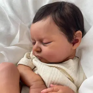 Lifelike Reborn Doll - 20in (50cm) Reborn Baby Black Newborn Art Doll, Soft Vinyl Alcohol & Realistic Fabric Body, Deep Sleep Toy, Ideal Birthday & Christmas Gift for Children Soft Dolls Soft Stuffed Doll