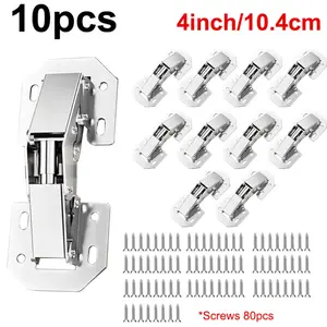 10pcs Hidden Cabinet Door Hinges - Frameless Surface Mount Concealed Hinges Suitable for Cabinet Doors, Dressers, Pantries Metal with 80pcs Screws, Silent Hinges, Invisible Folding Hinges, Concealed Design, Concealed Cabinet Hardware, Easy install