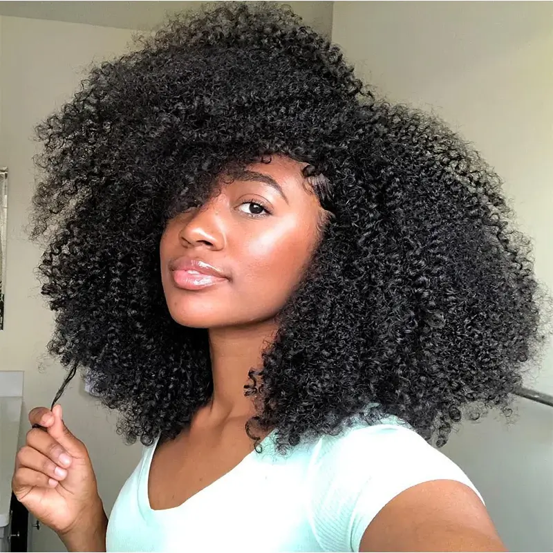 ISEE HAIR Afro Curly Bundles Deal, 10A Grade 100% Virgin Human Hair Weave Bundles, Soft Full Natural Texture, Full & Bouncy Hair Extensions for Women