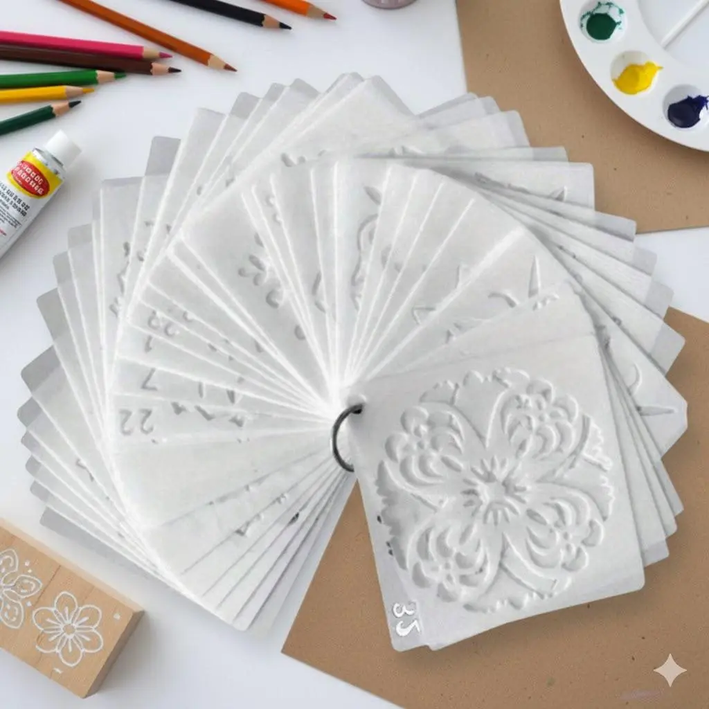 Laser-Cut Mandala Stencil Set for DIY Painting, High-Precision Reusable Transfer Templates for Walls, Wood, Tile, Fabric. Stress-Relief Art, Waterproof Craft Decor, Multi-Surface & Scrapbooking Design Tool Kit.