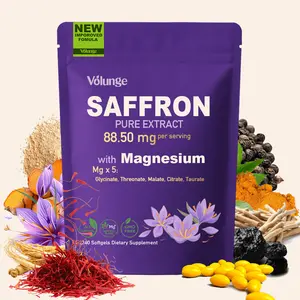Volunge Saffron Supplement 88.5mg with 5 Types of Magnesium – Mood, Energy, Focus, Stress & Eye Health Support – Vegan, Non-GMO – 240 Softgels