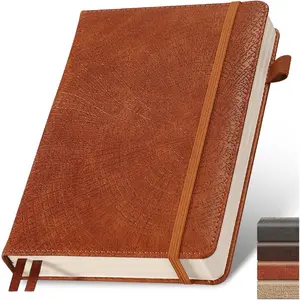 Graph Grid Paper Notebook,256 Pages,A5 Size (5.7'' x 8.3''), Tree Growth Rings Leather Hardcover Journal,100 GSM Thick Paper,for Daily,Work,School,Note Taking(Light Brown)