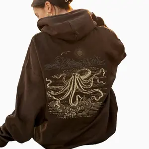 Octopus Hoodie Beachy Hoodies Marine Life Shirt Coconut Girl Aesthetic Cephalopod Tshirt Ocean Sweatshirt Beach Coverup Beach Stuff Winter