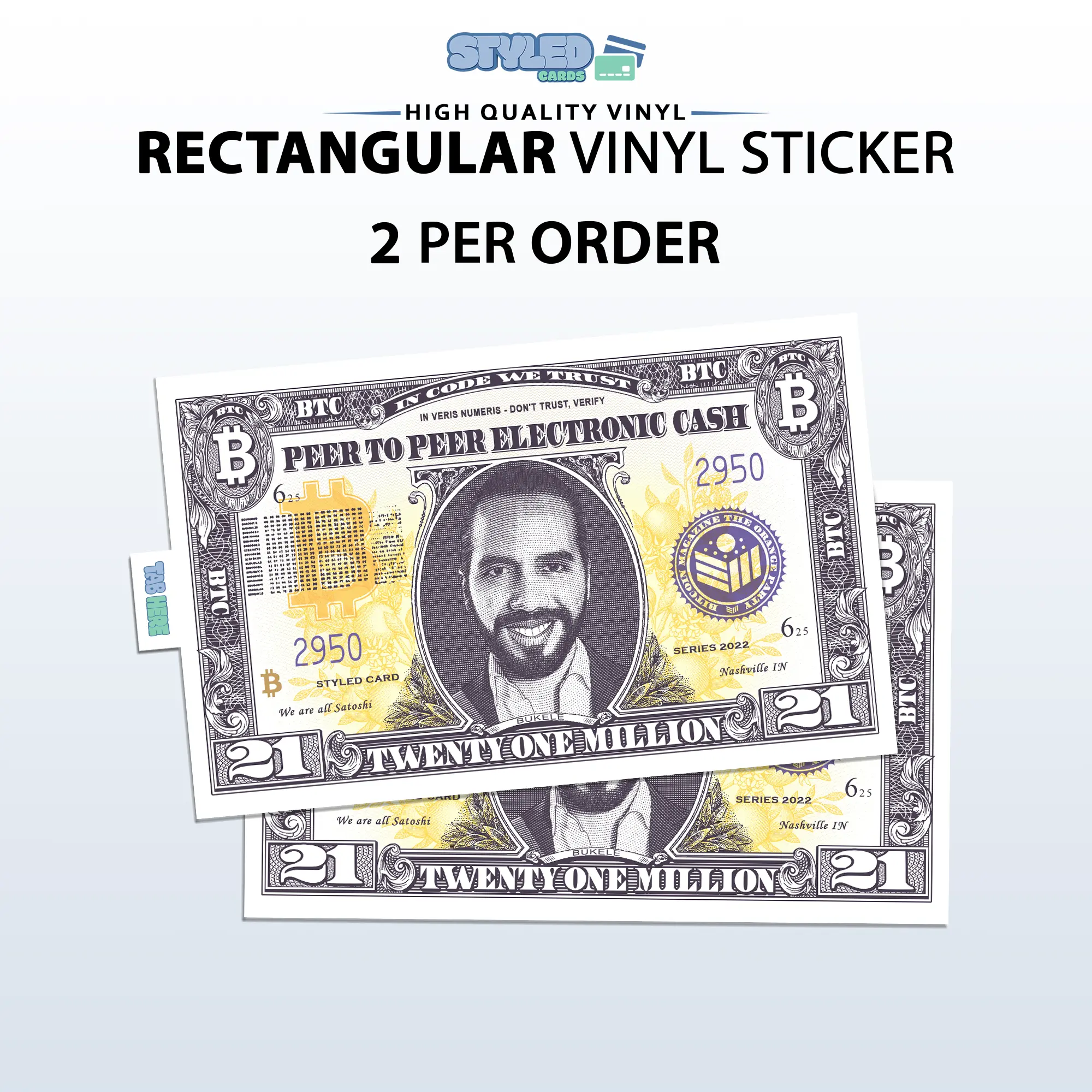 bukele bitcoin currency rectangle vinyl sticker high quality vinyl uv ink Durable