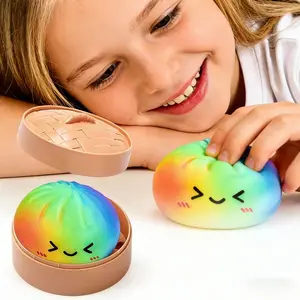 Colorful Surprise Dumpling Squeeze Toy, Cute Soft Mochi Plushie, Stress Relief Sensory Toy, Perfect Gift for Kids, Easter & Spring Baskets