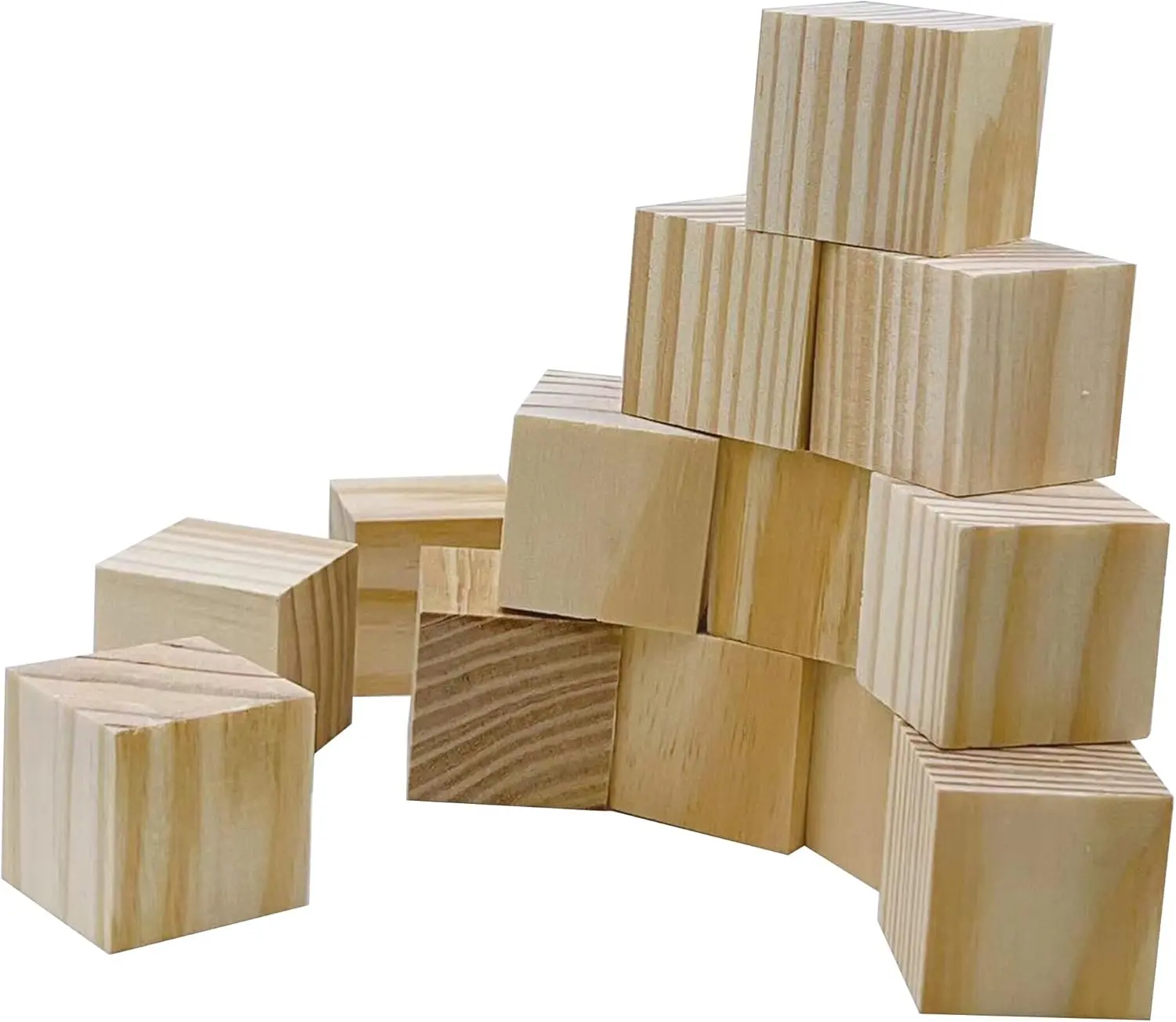 Wooden Blocks for Crafts Unfinished Wood Cubes 1.5 Inch Natural Wood Blocks Pack of 15 Wood Square Blocks for Arts and Crafts and DIY Projects