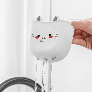 1 piece of cute cat silicone faucet holder, a sponge storage rack with drainage holes, suitable for bathrooms and kitchens to save space, drainage rack | decorative storage | durable sponge rack, bathroom storage item and storage rack