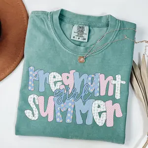 Comfort Colors®Pregnant Girl Summer Shirt Beach Baby Announcement T-shirt Pregnancy Reveal Sweatshirt Funny Gift For New Mom Baby Shower