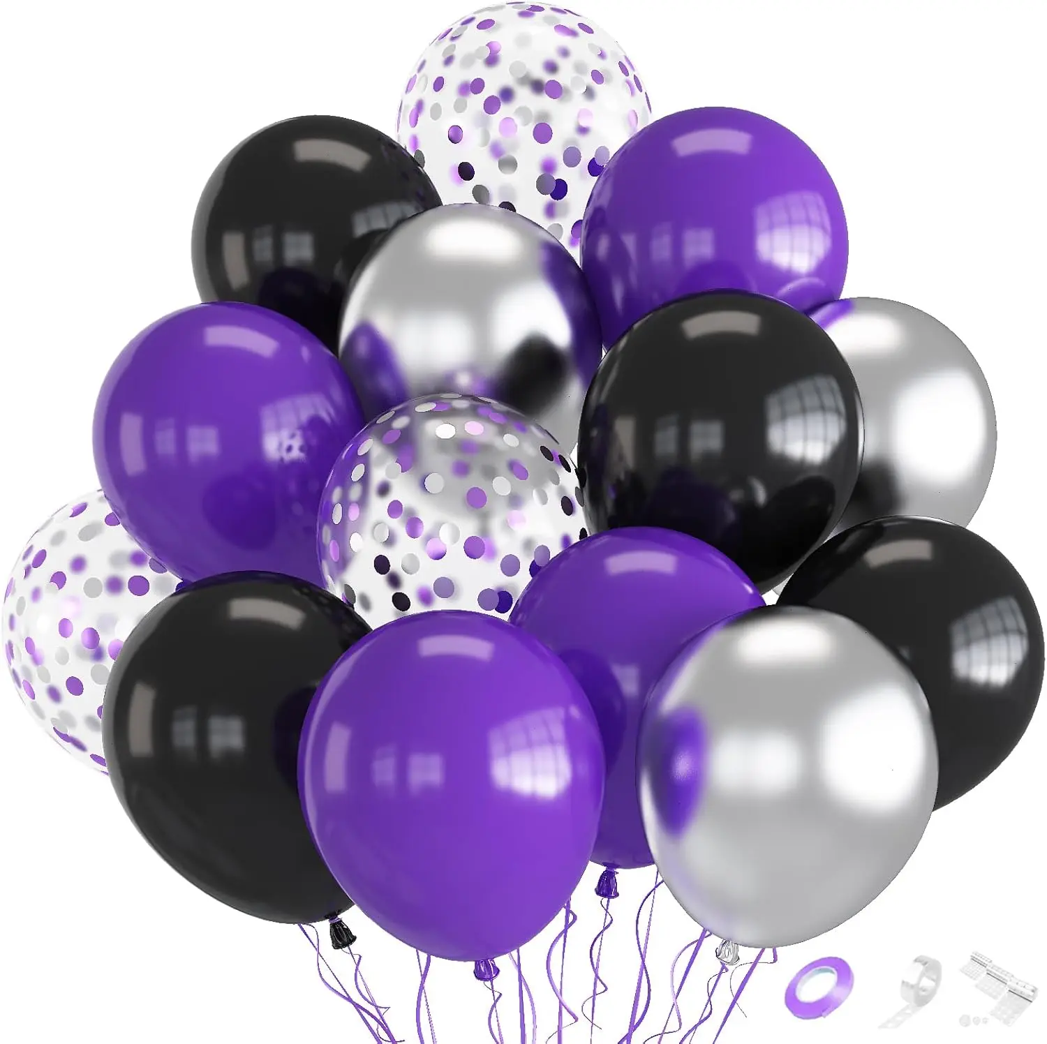 Valentines Day Black and Purple Balloons, 70pcs Black Purple Silver Balloons for Birthday Graduation Happy Mothers DayWedding Anniversaries Party Decorations and Christmas Valentines Day Happy Mother’s Day Gift