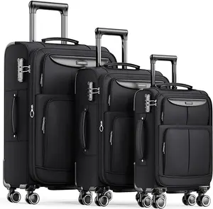 SHOWKOO 3-Piece Softside Luggage Set with Bags, Expandable, Lightweight, Waterproof, Durable Suitcases, Double Spinner Wheels, TSA Lock, 20in/24in/28in Carry On for Travel, Business