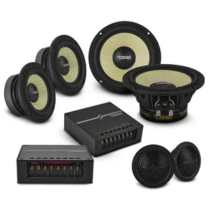 DXQ 6.5" 3-Way Component Speaker Set with Yellow Straw + Composite Foam Cone | 150W RMS 4-Ohm (DXQ6C3)