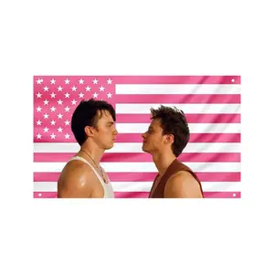 Rafe Cameron Pink US Flag Drew Starkey Wall Flag, OBX Room Decor, Outer Banks Bedroom Banner
