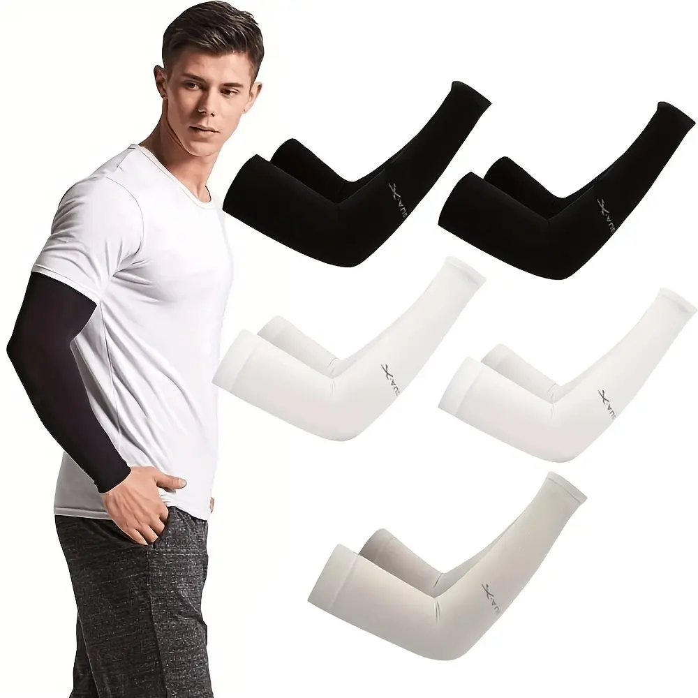 5 Pairs UV Protection Cooling Arm Sleeves, Sports Sleeve, Breathable Ice Socks for Cycling Golf Running Driving, Unisex Sunscreen Accessories, Outdoor