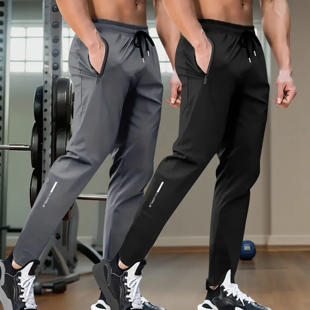 Men's Stylish Soft Workout Jogger, Fitted Track Pants with Zippered Pockets in Lightweight Fabric for Running & Jogging, M, Sporty Chic
