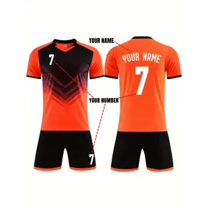Customized Name & Number Soccer Jersey Set for Boys - Mesh Quick Dry Athletic Short Sleeve Kit with Personalization Options - Casual Sports Apparel Training Shirt Sporty Style Clothes