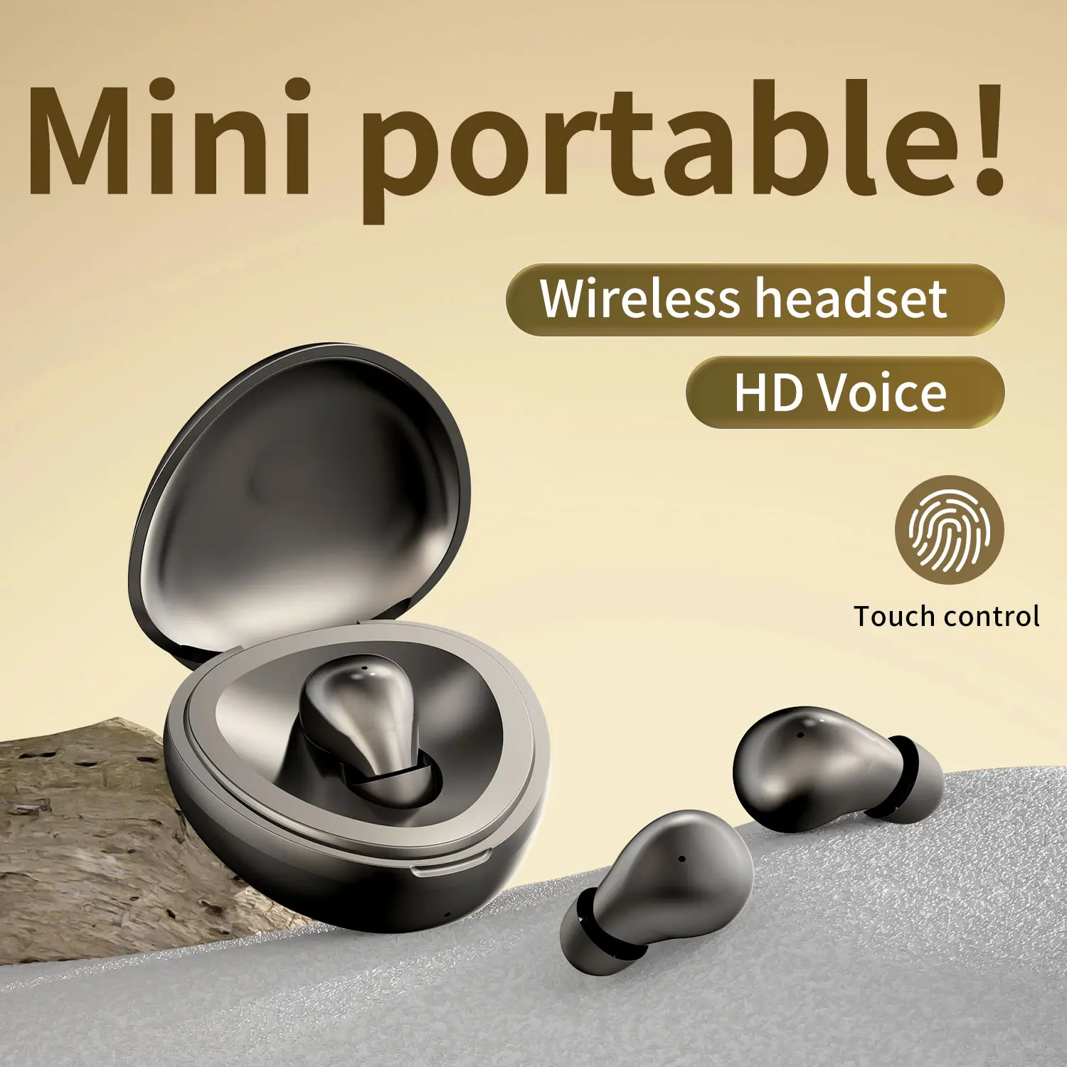 MSHUKCOE Cordless In-Ear Bluetooth Mini Single Earbud Audio Headset - Waterproof, Rechargeable, 4H Playtime, Hands-Free Earpiece with Mic, Cable Management, Charging Compatibility for iPhone/Samsung Electronic Devices, Car Use