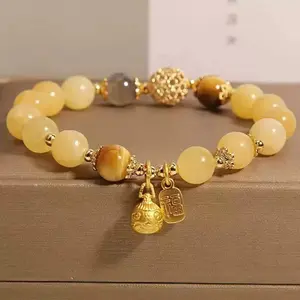 High Quality Exquisite Yellow Jade Wealth-Attracting Bracelet, DIY Beading & Jewelry Making Accessory, Luck Symbol for Wealth & Emotional Balance, Exquisite Bracelet, High Quality Bracelet