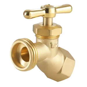 Hose Bibb, 1/2 FIPx 3/4 MHT Connection, Multi-Turn Garden Valve, Heavy Duty Brass Hose Bib, Outdoor Water Faucet Spigot, Brass Plumbing Fitting, Compatible with Copper, Galvanized Pipes