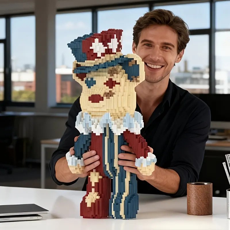 Wwjd Magician Clown Bear Building Blocks 3D Odd Pieces Puzzle Model Stress Relief Toy, Indoor Decoration, Birthday Christmas New Year Gift