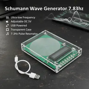 Schumann Wave Generator 7.83Hz Ultra-low Frequency Pulse Resonator 0.01~3WHz Adjustable DC 5V USB Powered with Transparent Case