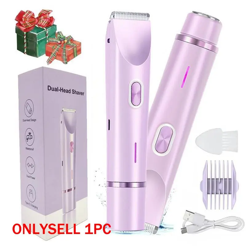 Bikini Trimmer for Women, Electric Shaver and Razor Rechargeable Lightweight 2-in-1 Body Hair Trimming and Facial Epilator Body Groomer Shaver