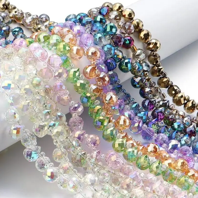 50pcs 8X9mm Strawberry Teardrop Crystal Beads Faceted Glass Beads Loose Spacer Beads for Jewelry Making DIY Necklace Earrings