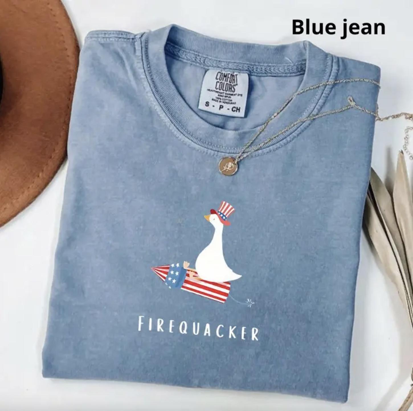 Comfort Colors Firequacker TShirt, Funny 4th Of July Goose Shirt, Patriotic Goose Shirt, Independence Day Shirt, Funny July 4th Shirt, USA Holiday Tee