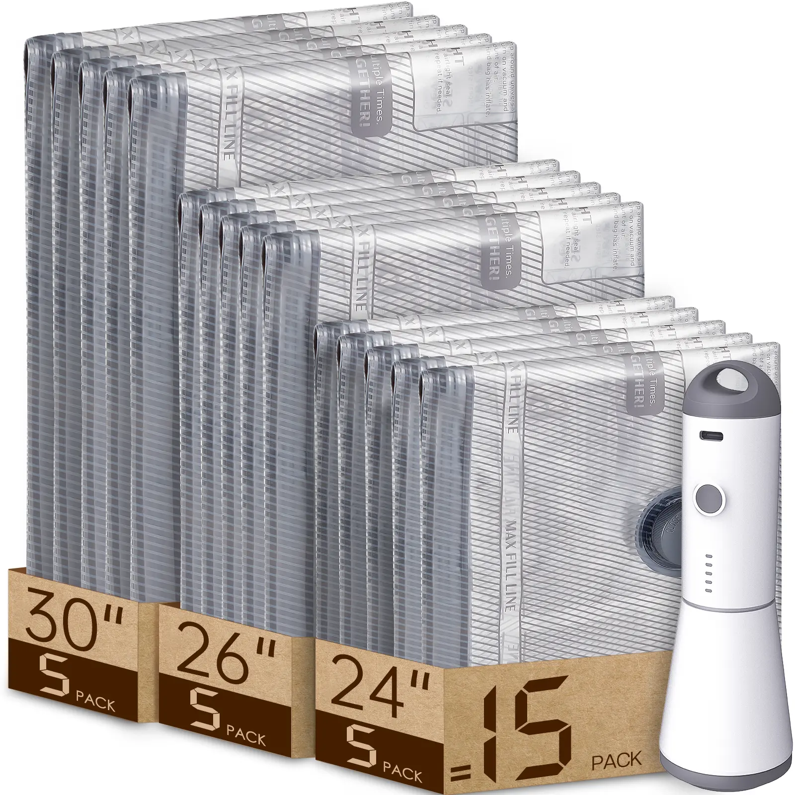 Rechargeable Pump(Gray)+ 15 Bags