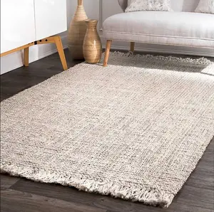 Cream Hand Woven Chunky Loop Jute Area Rug, 7x9, 8x11
